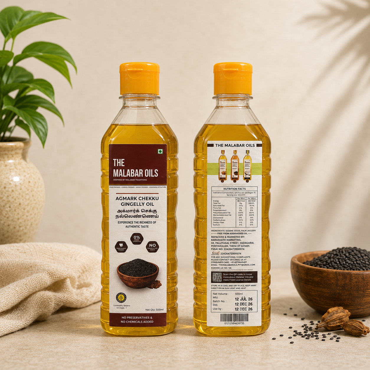 SESAME OIL 500ML - THE MALABAR OILS
